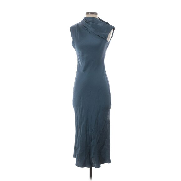 ANINE BING Samantha Silk Dress In Blue - XS
